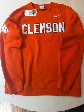Nike Orange Clemson Crewneck Sweatshirt with White Logo